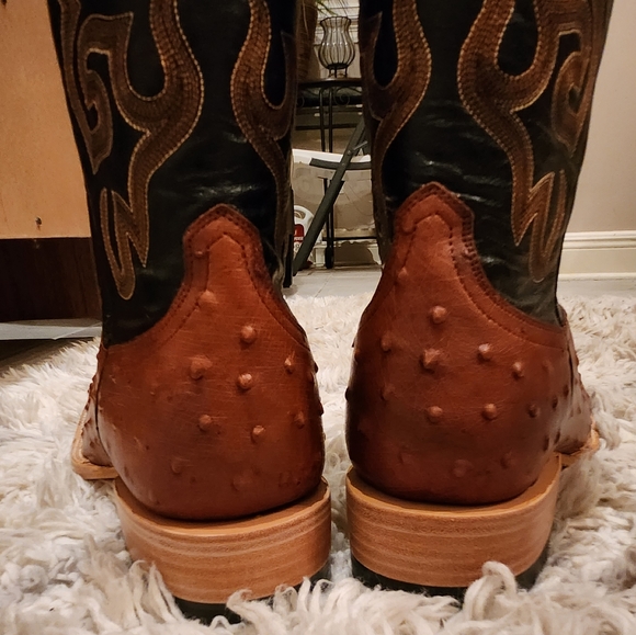 SOLD!! Capitan Men's TELLURIDE Cognac Ostrich Square Toe Cowboy Boots. 10EE NIB! - Picture 8 of 12